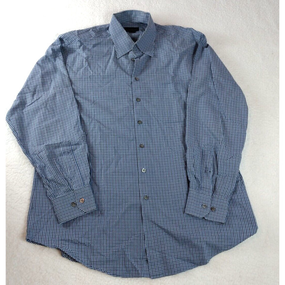 Scott Barber Men's 100% Cotton Blue Plaid Button Down Shirt Size Large‎ - Picture 1 of 10